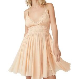 NWOT Free People Peach Delia Slip Sun Dress Spaghetti Straps Peach Sz S